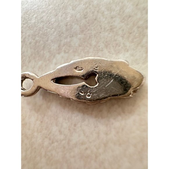 Sterling silver blue turquoise chip inlay feathered wing dainty pendant charm - Picture 4 of 5